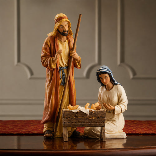 Holy Family, 3-Piece Set – 10-Inch Scale, shown in a lifestyle setting