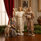 Shepherds & Angel, 3-Piece Set – 10-Inch Scale, shown in a lifestyle setting