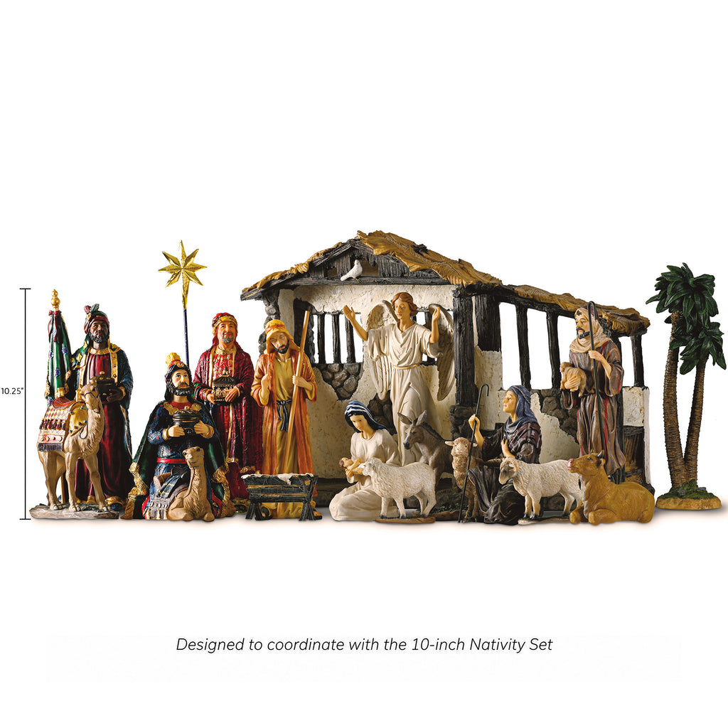 Nativity with Extra Animals & Palm Tree, 20-Piece Set – 10-Inch Scale, view 2