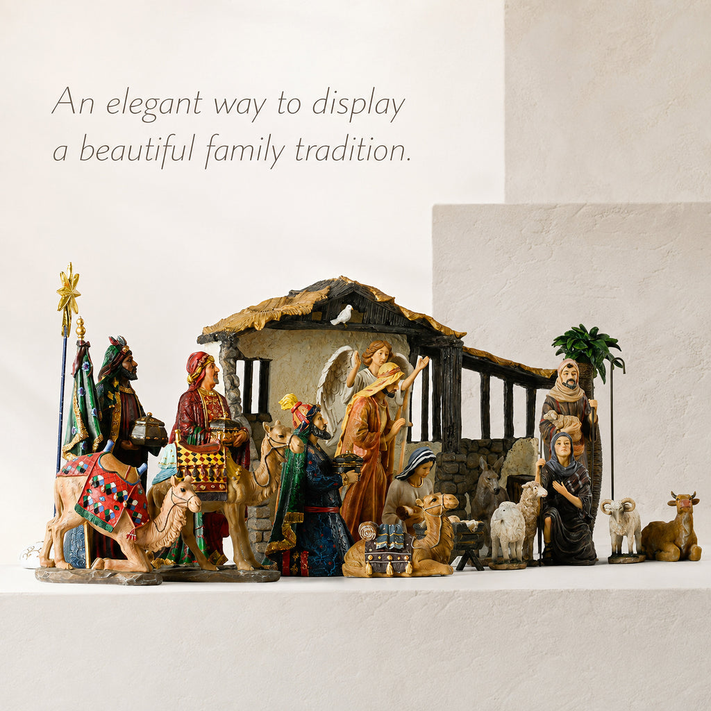 Nativity with Extra Animals & Palm Tree, 20-Piece Set – 10-Inch Scale, view 3