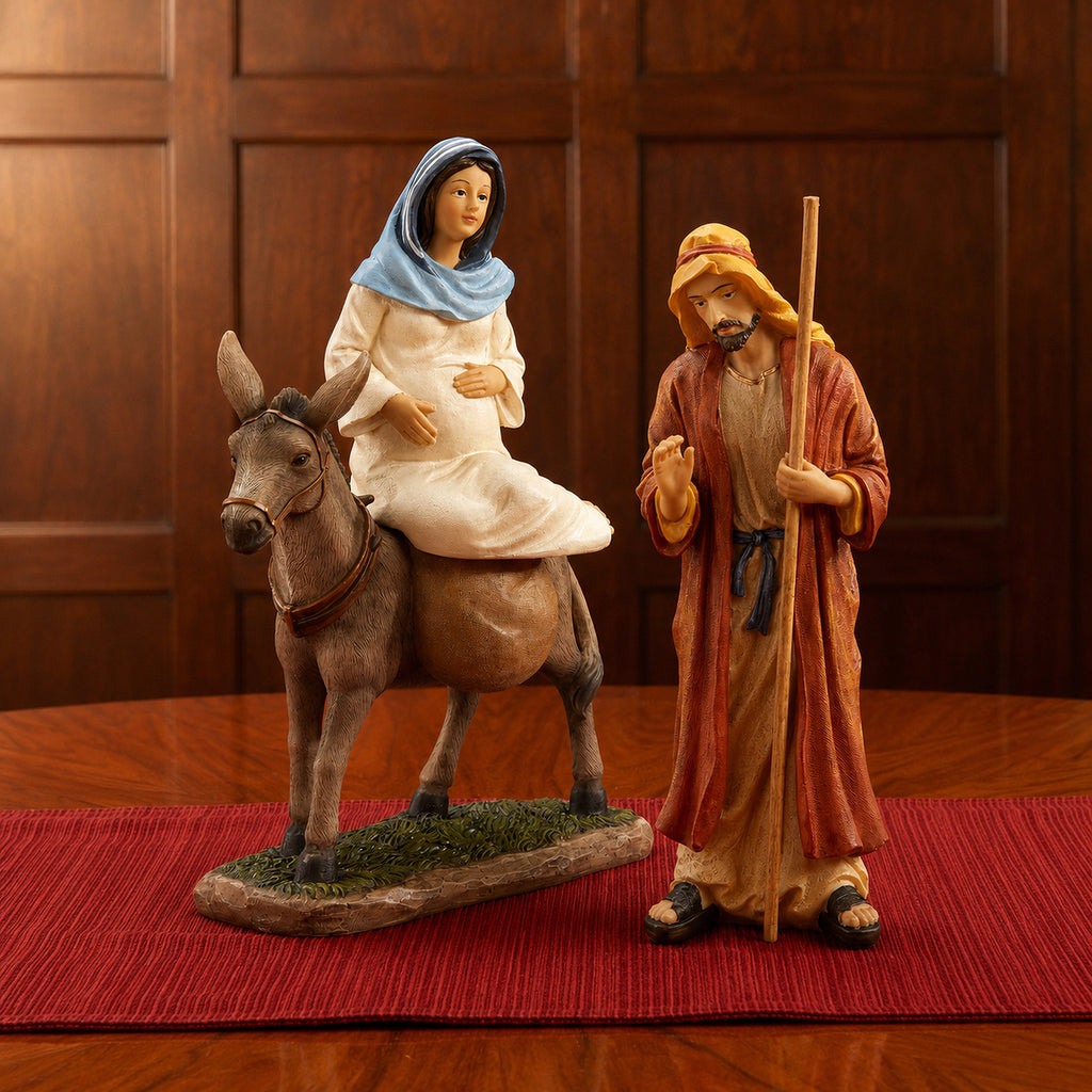 Traveling Holy Family, 3-Piece Set – 7-Inch Scale, shown in a lifestyle setting