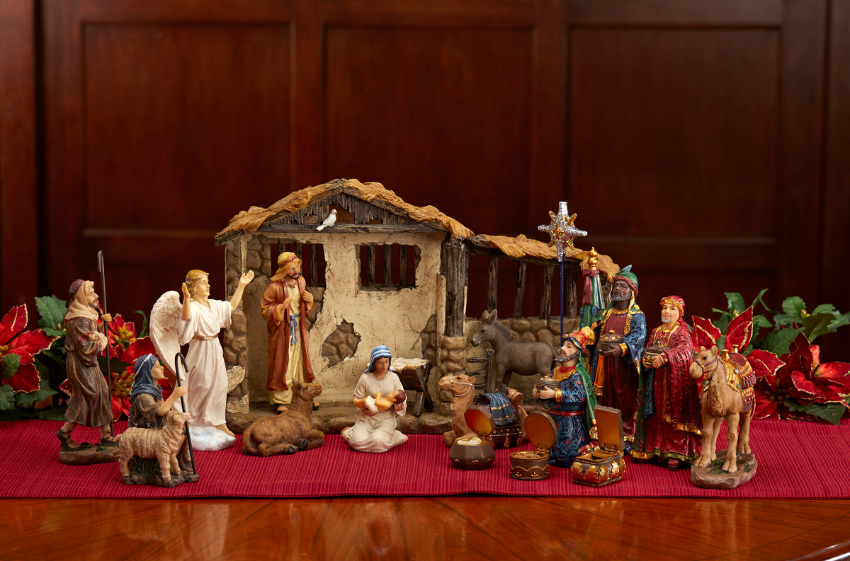 Complete Lighted Nativity with Stable & Animals, 16-Piece Set – 14-Inch Scale, view 5
