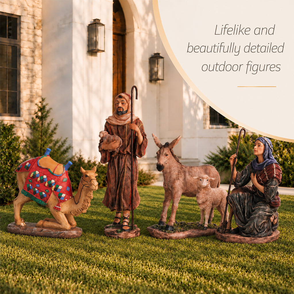 Outdoor Nativity Shepherds & Animals, 4-Piece Set, view 4