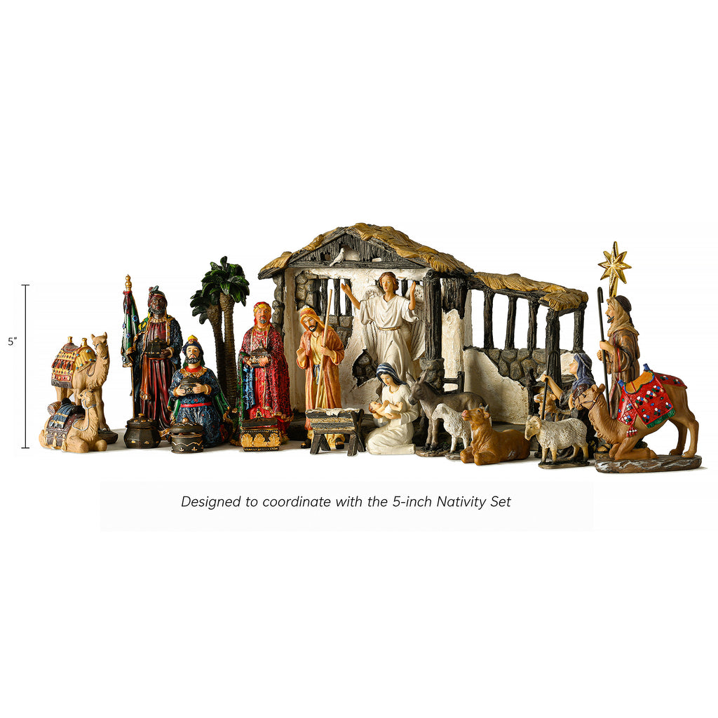 Complete Nativity with Lighted Stable, 23-Piece Set – 5-Inch Scale, view 2