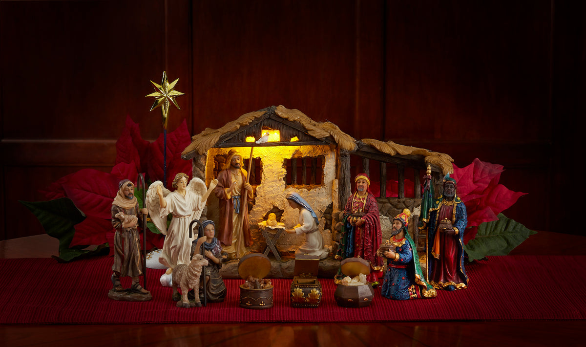 Complete Nativity with Lighted Stable, 23-Piece Set – 5-Inch Scale, view 5