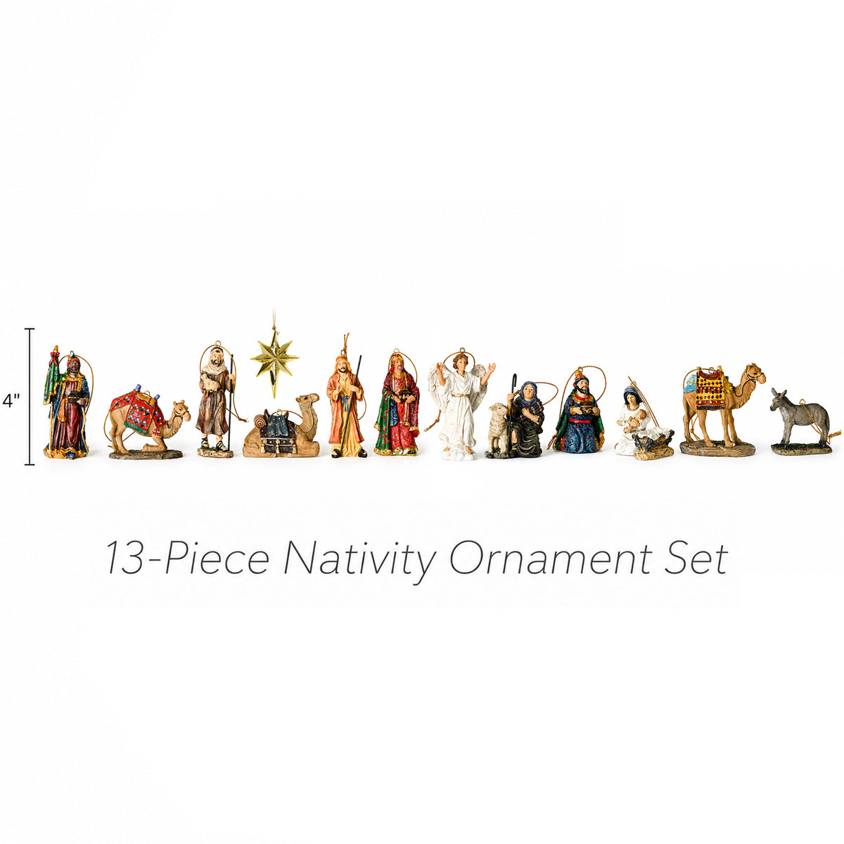 Nativity Ornaments in Cherry Wood Keepsake Chest, 13-Piece Set, view 2