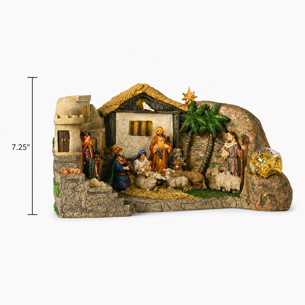 Lighted Two-Sided Nativity Panorama with Real Gold, view 2