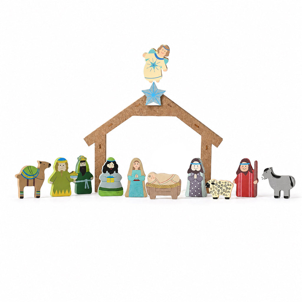 Children's Wooden Nativity Set, shown on a white background