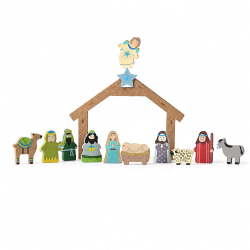 Children's Wooden Nativity Set, shown on a white background