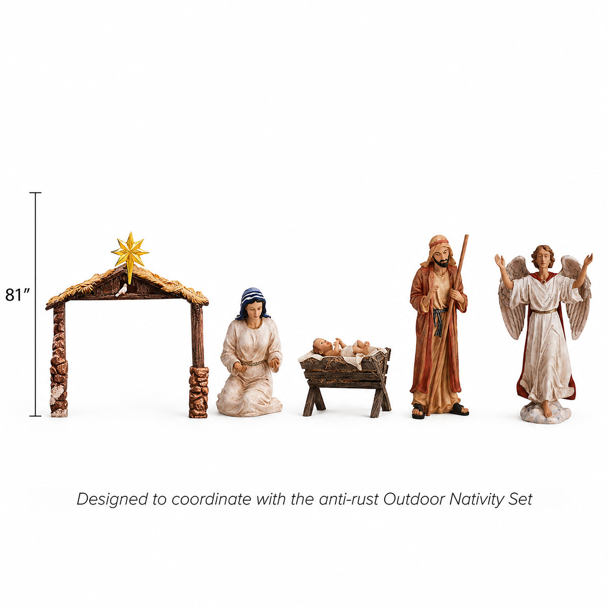 Complete Outdoor Nativity with Stable, 17-Piece Set, view 2