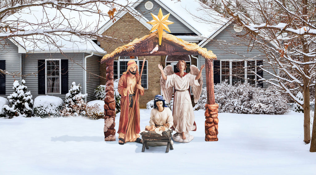 Complete Outdoor Nativity with Stable, 17-Piece Set, view 5