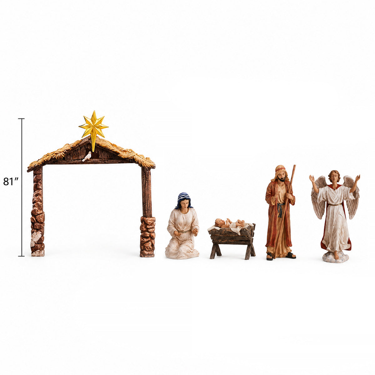 Outdoor Holy Family & Angel with Stable, view 2