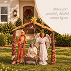 Outdoor Holy Family & Angel with Stable, view 4