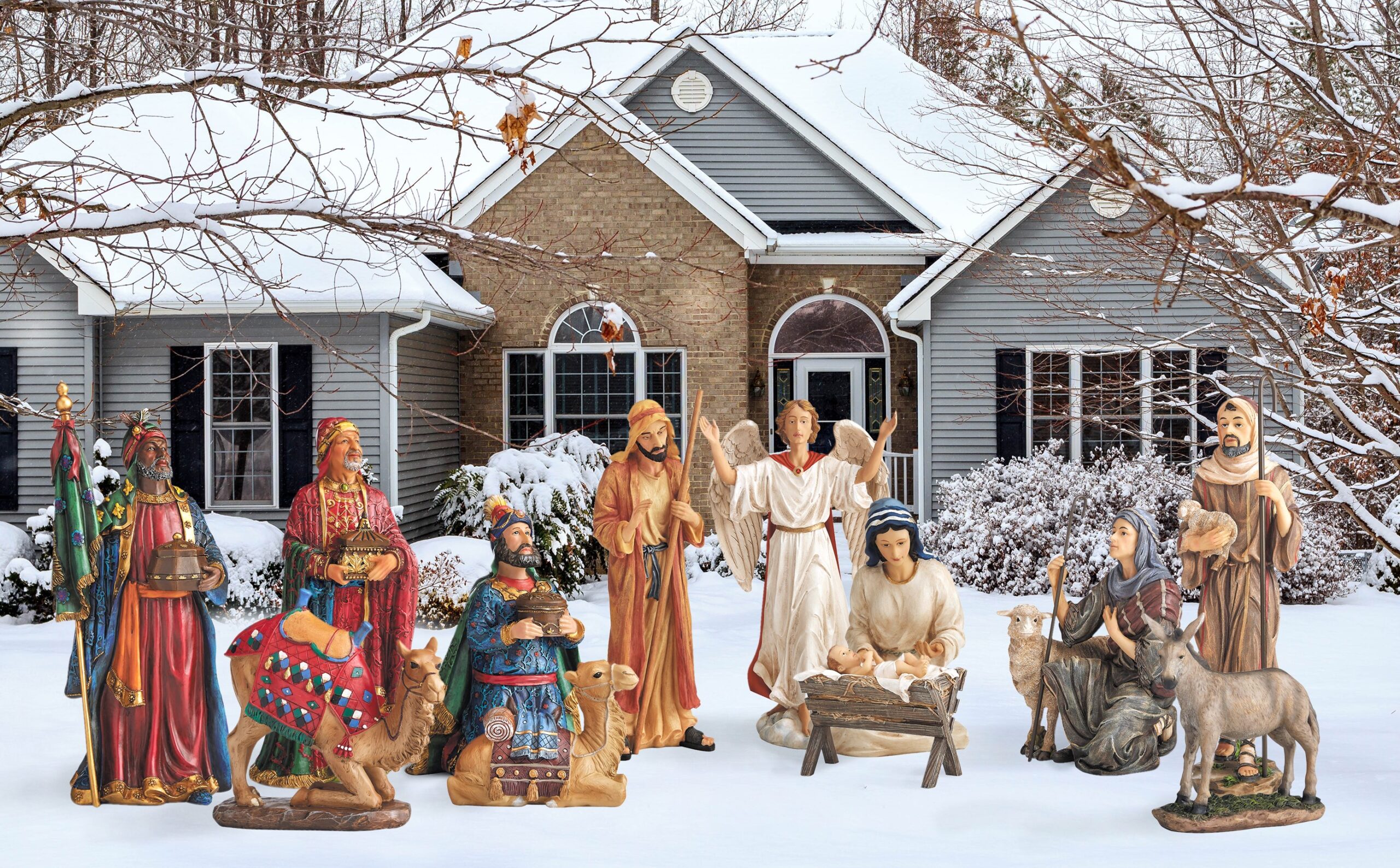 Full Real Life Outdoor Nativity - 12 Pieces  (RLN058)