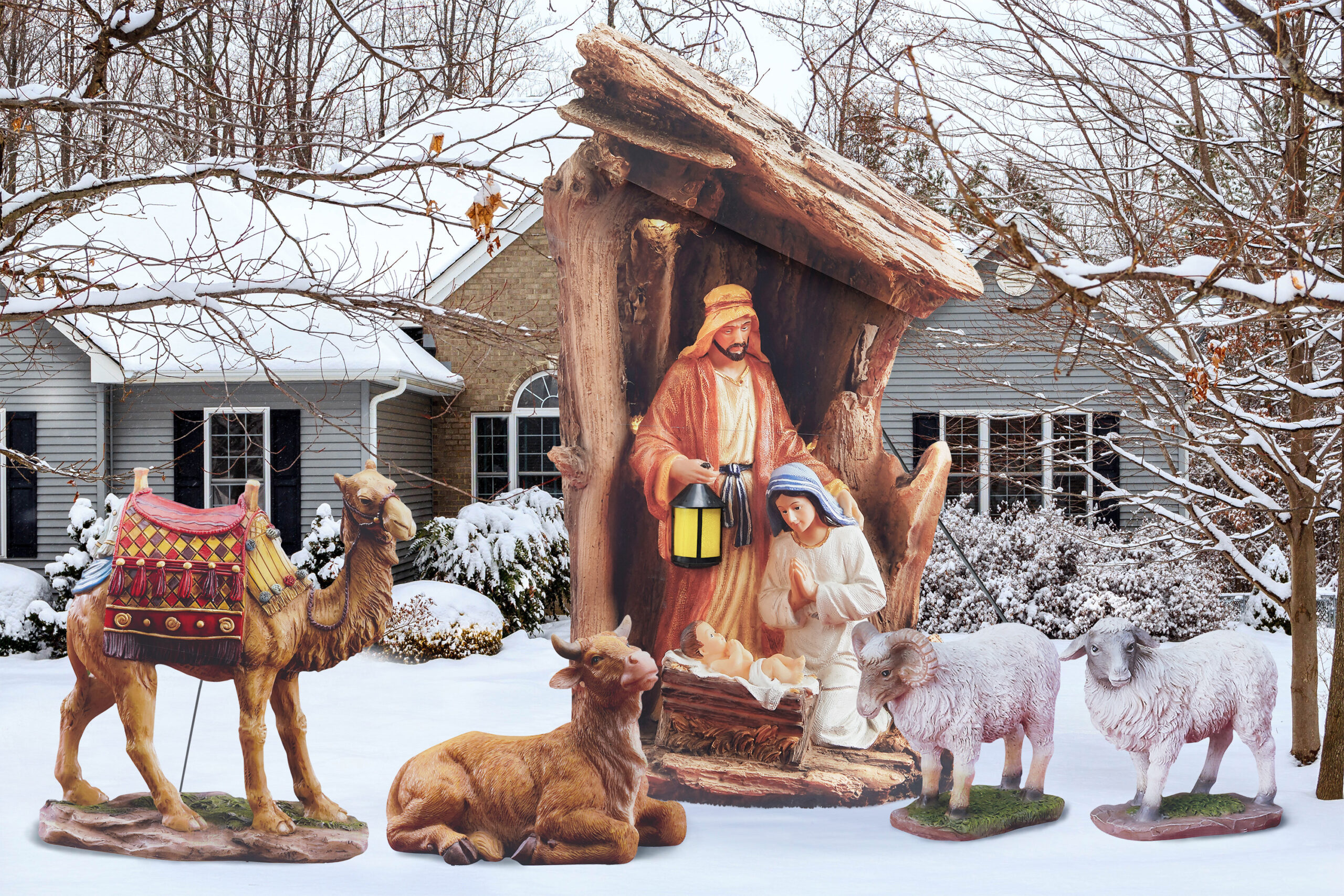 Silent Night Lighted Nativity with Animals (RLN096)